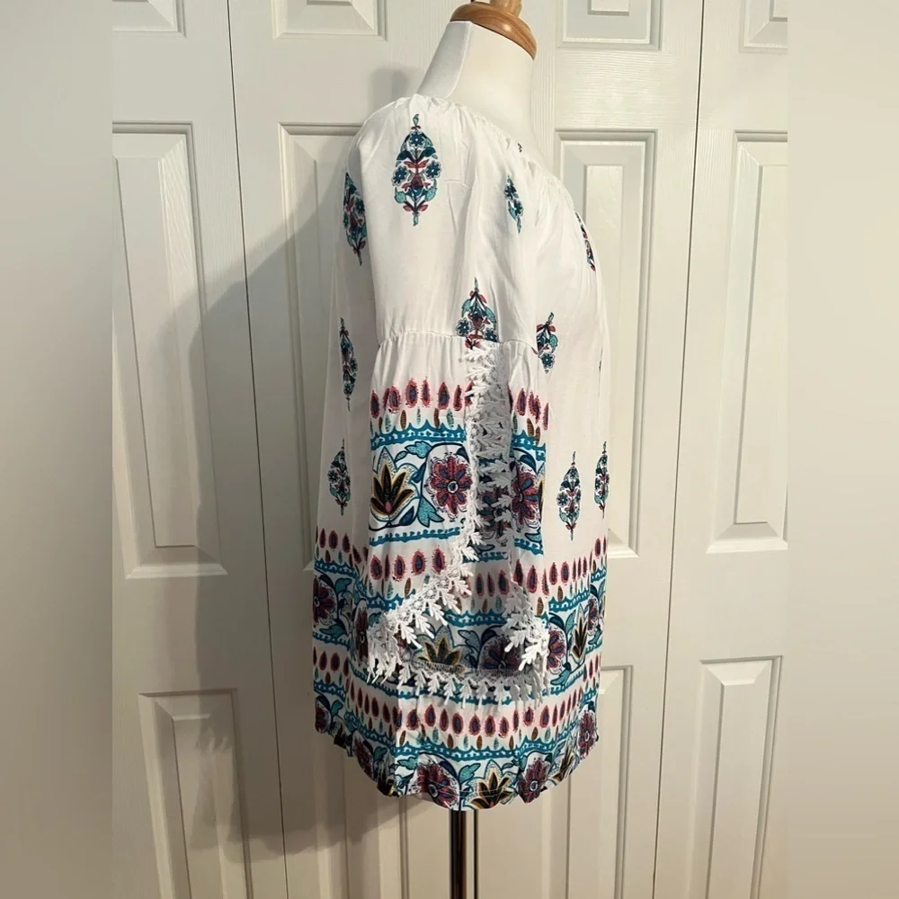 NWT Licia Peasant Boho Blouse Floral Paisley with Crochet Lace - Picture 10 of 12